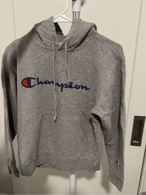 Champion Gray Logo Hoodie Sweatshirt